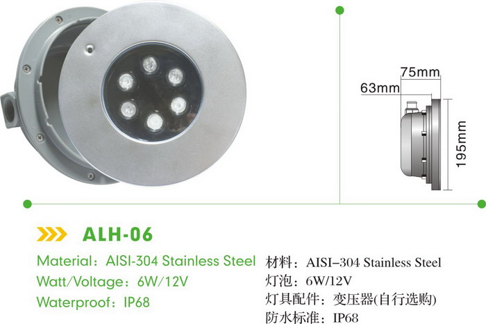 泳池灯系列-埋入式LED泳池灯-ALH06
